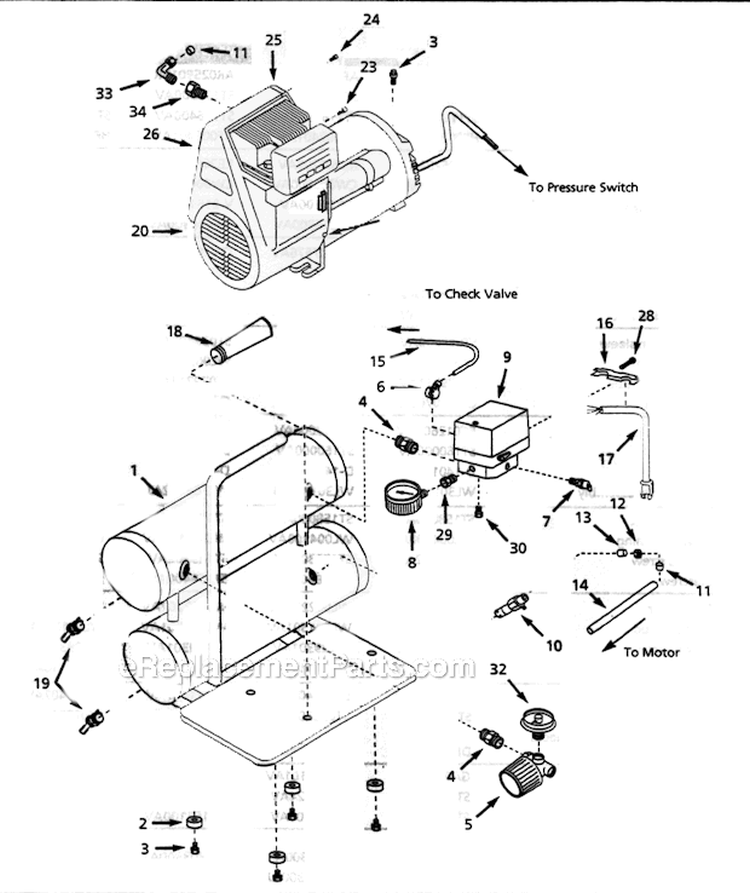 Page A Diagram and Parts List for WL504206 1997 Campbell Hausfeld Compressor